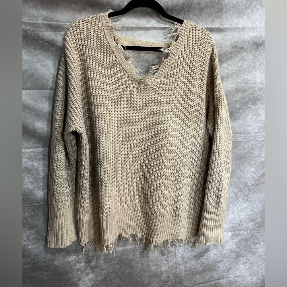 Fringe V neck sweater
